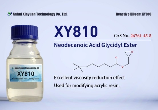 NEODECANOIC ACID GLYCIDYL ESTER XY810 CAS 26761-45-5 DILUENT IN EPOXY FLOOR COATINGS, POLYESTER OR ACRYLIC RESIN SYNTHESIS FOR WATER REDUCIBLE COATING, SYNTHESIS OF ALKYD RESINS
