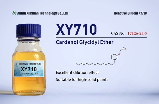 Cardanol Glycidyl Ethers XY710, CAS 171263-25-5, EC No. 605-602-2, Cashew, nutshell liq.,glycidyl ethers, Used in epoxy systems such as high solids coatings, electronic potting materials, etc.