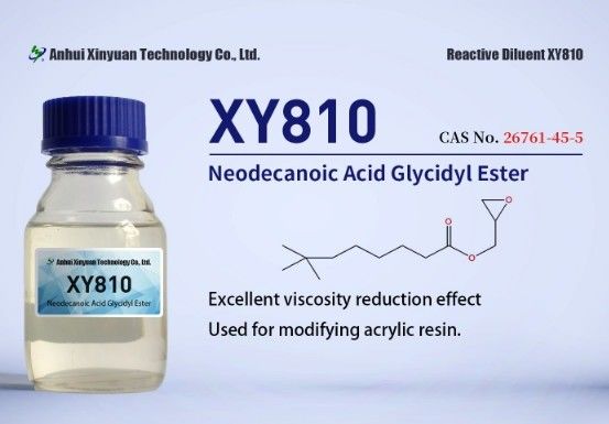 Acide néodécanoïque ester glycydyle XY810 CAS 26761-45-5 DILUENT dans les revêtements de sol époxy, polyester ou résine acrylique Synthèse pour revêtement réductible à l'eau, synthèse des résines alkydes