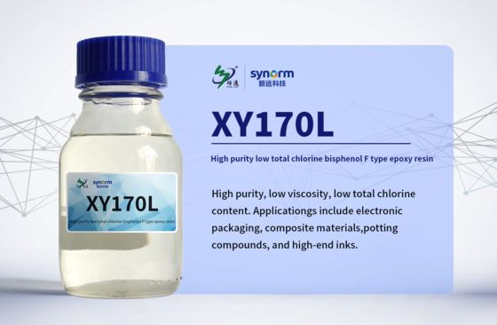 XY170L Résine Époxy à Faible Teneur en Chlore et Haute Pureté CAS 28064-14-4 Formule Moléculaire (C6H6O.C3H5ClO.CH2O)x, Poly Bisphénol F-co-épichlorhydrine à Extrémités Glycidyliques